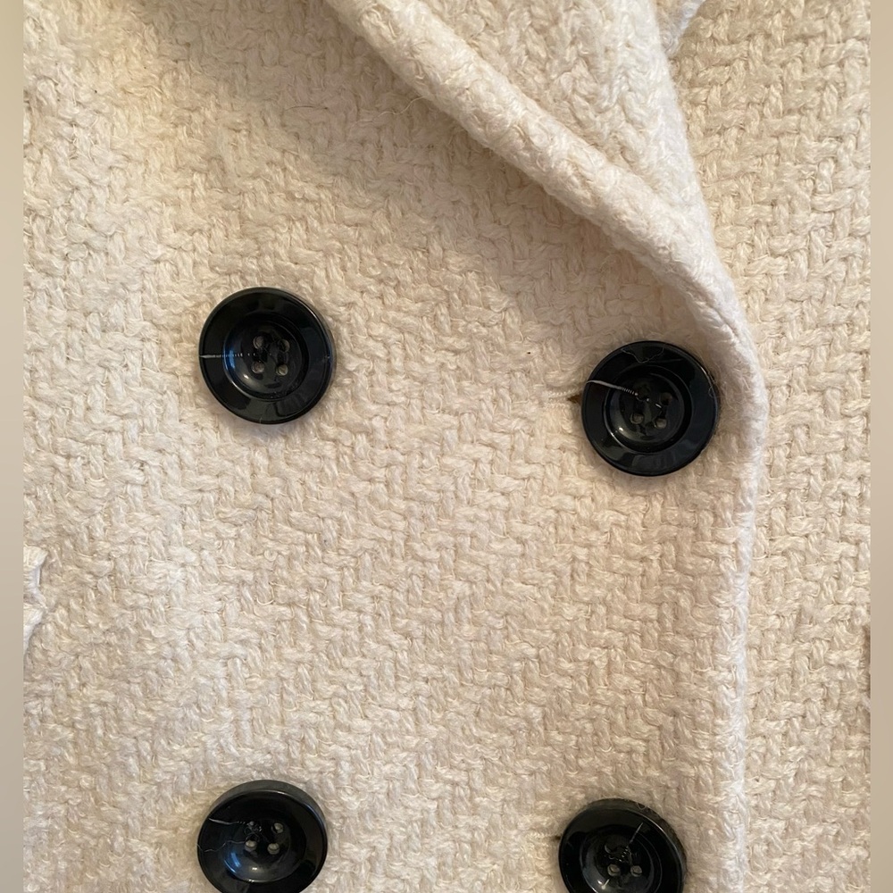 Mango Elegant Cream Double-Breasted Women's Coat - Picture 4 of 7
